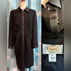 Talbots ruched silky and matte button down midi dress- 14